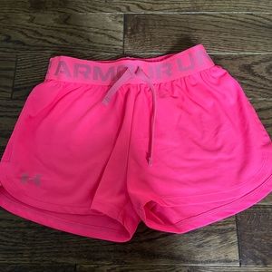 Under armour girls athletic shorts. Size medium. Pink.